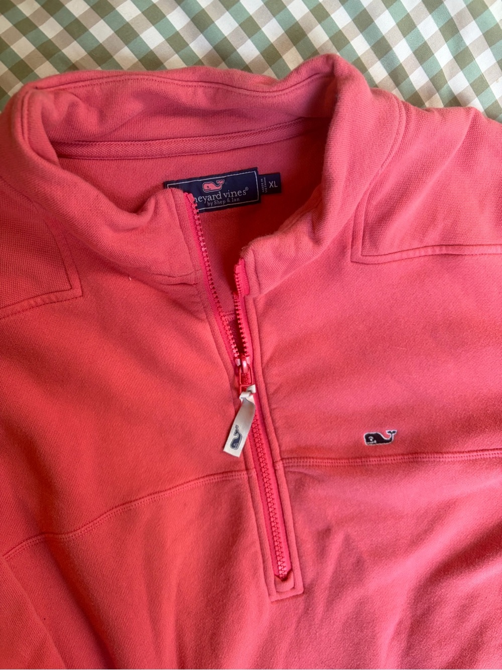 Vineyard Vines Coral Pink Quarter-Zip Fleece Pullover